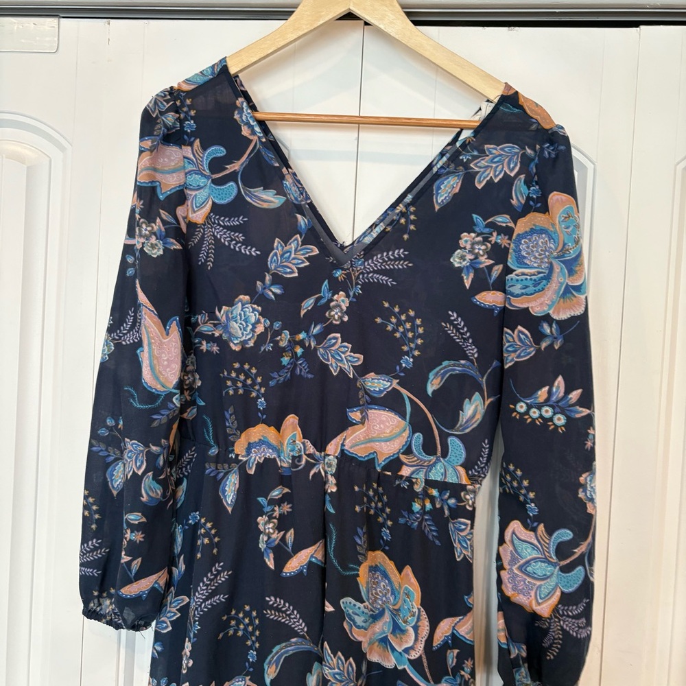 H&M Blue Floral Midi Dress Size 6‎ - Picture 3 of 12